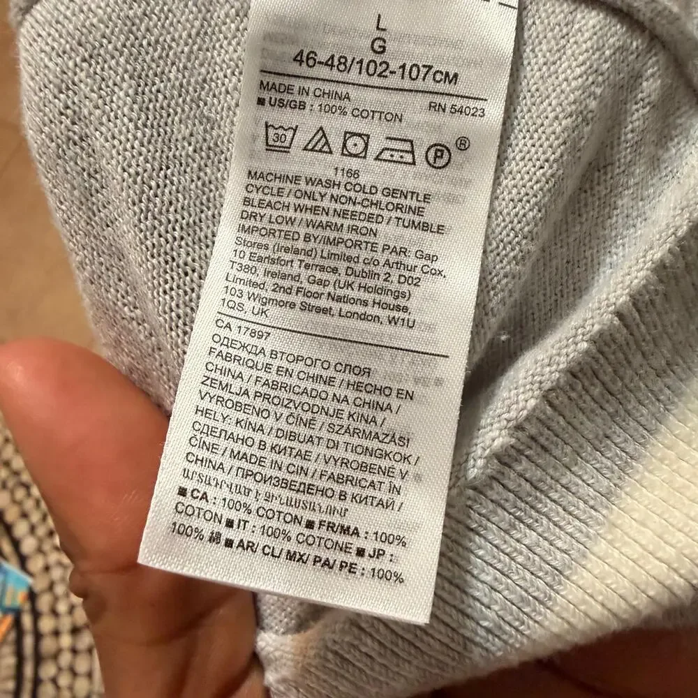 Banana Republic Organic Cotton Hero Tipped Pullover Hoodie Sweater in Gray Large